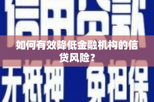 常宁如何有效降低金融机构的信贷风险？