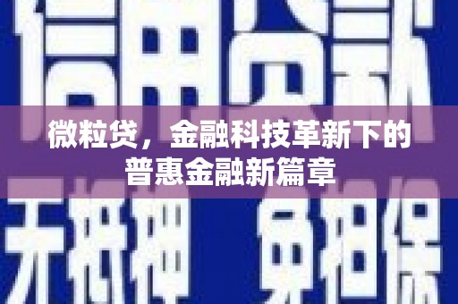 常宁微粒贷，金融科技革新下的普惠金融新篇章